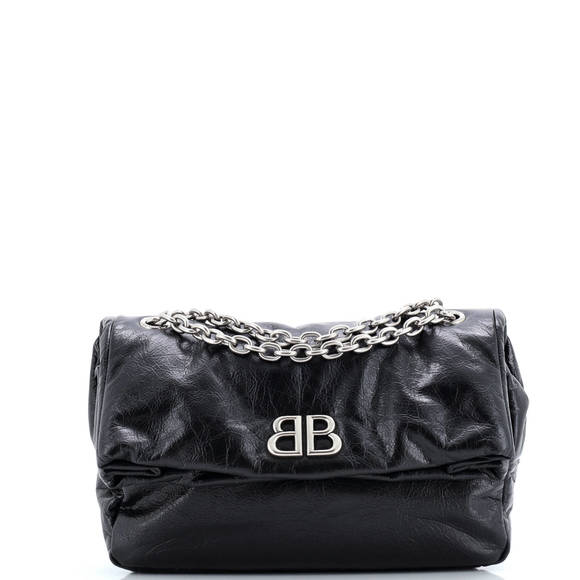 Balenciaga Small Monaco Chain Flap Shoulder Bag Leather - Picture 1 of 5